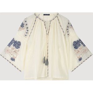 Summum blousetop met printopdruk crème/ blauw/ bruin