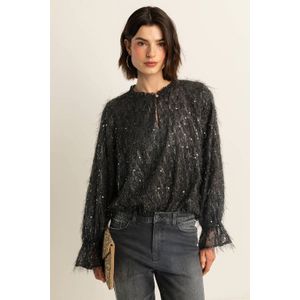 Expresso blousetop zwart met pailletten