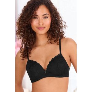 Lascana - ALICIA - Bralette-bh - Zwart - Zonder Beugel - Fijn Kant met Bladerenmotief