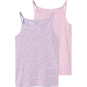 NAME IT KIDS singlet NKFSTRAP TOP DOT - set van 2 roze/lila