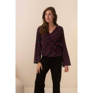 Lofty Manner overslag top met all over print roze/zwart/blauw