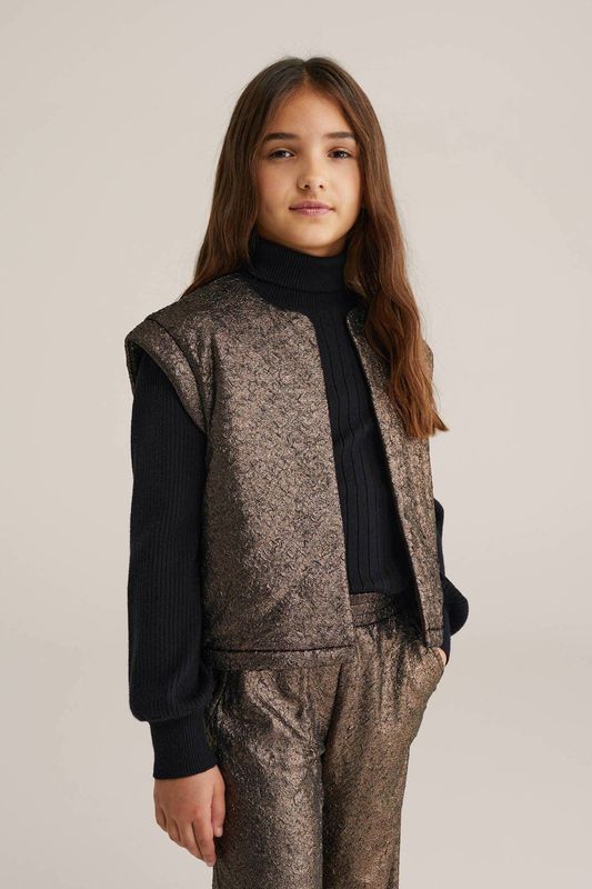 WE Fashion - Gilet - Bronskleurig - Metallic Look