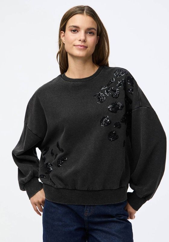 PIECES - PCMIE - Sweatshirt - Zwart - Losse Pasvorm