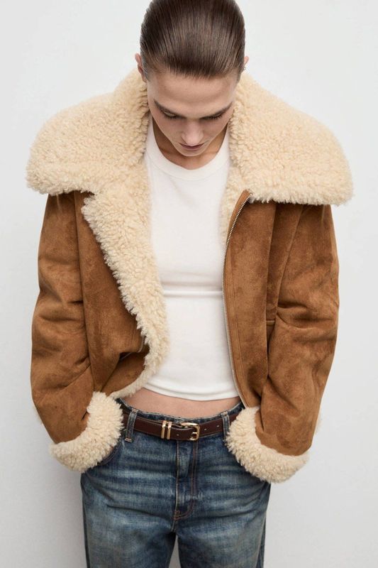 Mango lammy coat bruin