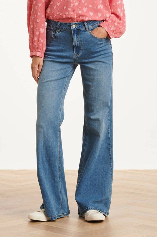 Smashed Lemon Mediumblauwe flared jeans |