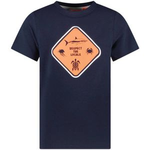 TYGO & vito T-shirt Wessel met printopdruk donkerblauw/oranje