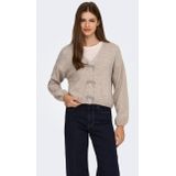 ONLY - Vesten - Beige - Gebreid Vest - V-hals - Knoopsluiting