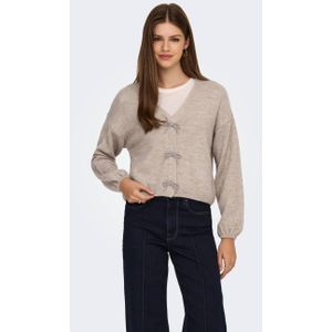 ONLY - Vesten - Beige - Gebreid Vest - V-hals - Knoopsluiting