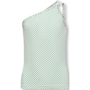 KIDS ONLY GIRL one shoulder top KOGVIOLA met stippen wit/groen