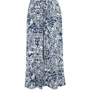 Paprika wide leg broek met all over print donkerblauw/ecru