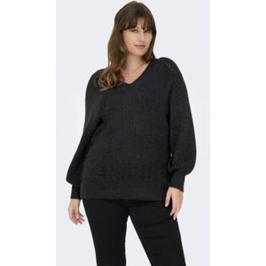 ONLY CARMAKOMA gebreide trui zwart ajour