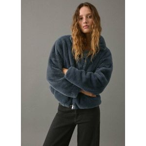 MANGO TEEN faux fur jas herfst winter grijs