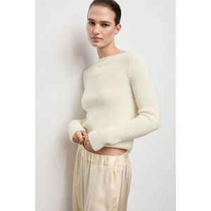 Mango pullover wit rib gebreid