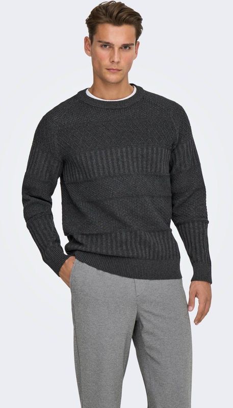 Only & Sons - Onsalkan Pullover - Grijs - Trui - Katoen