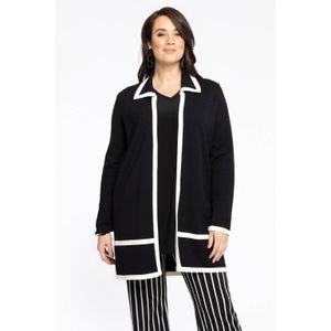 Yoek jasje met contrastbies zwart/wit