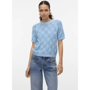 VERO MODA gebreide trui lichtblauw ajour