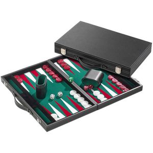 Philos Grote Backgammon Koffer - Standaard Groen - Voor 2 spelers - Afmeting 465x280x58mm