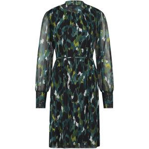 Tramontana mesh jurk met all over print petrol