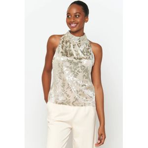 LOLALIZA top met all over print en open detail champagne/goud/zand