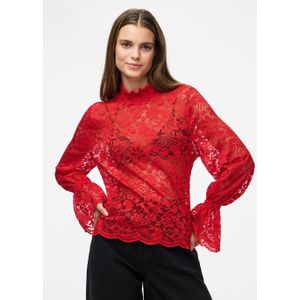 PIECES kanten top rood