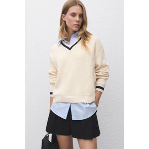 Mango trui- blouse ecru/blauw