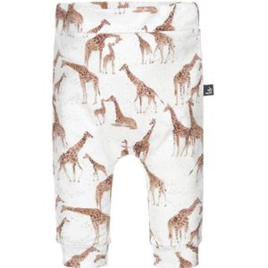 Babystyling baby broek met dierenprint wit/bruin