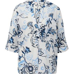 s.Oliver blouse met all over print blauw/wit