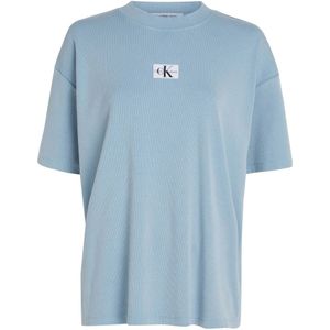 CALVIN KLEIN JEANS ribgebreid T-shirt met logo blauw