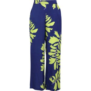 Cassis high waist wide leg pantalon met all over print donkerblauw/limegroen