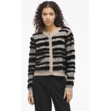 VILA gestreepte gebreid vest met wol ecru