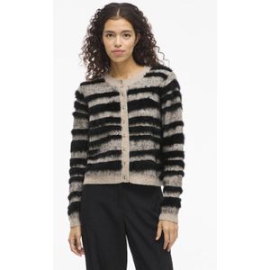 VILA gestreepte gebreid vest met wol ecru