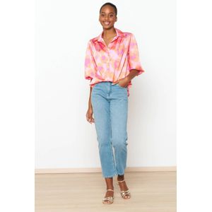 LOLALIZA blouse met all over print roze/oranje