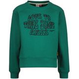 Vingino sweater Nila met tekst groen/zwart