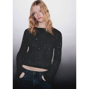 MANGO TEEN blouse zwart met pailletten