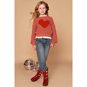 Stains & Stories - Peuteren Broek - Denim - Wijde Fit - Hartjesprint