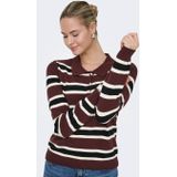 ONLY gestreepte trui donkerrood gebreid