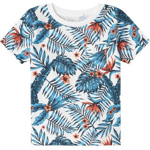 NAME IT MINI T-shirt NMMVALMAS met all over print wit/blauw