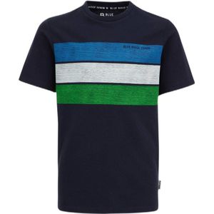 WE Fashion gestreept T-shirt donkerblauw/blauw/groen