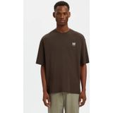 SELECTED HOMME relaxed T-shirt met backprint bruin