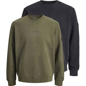 JACK & JONES Sweatshirt 'JCOPOINT'  kaki / zwart