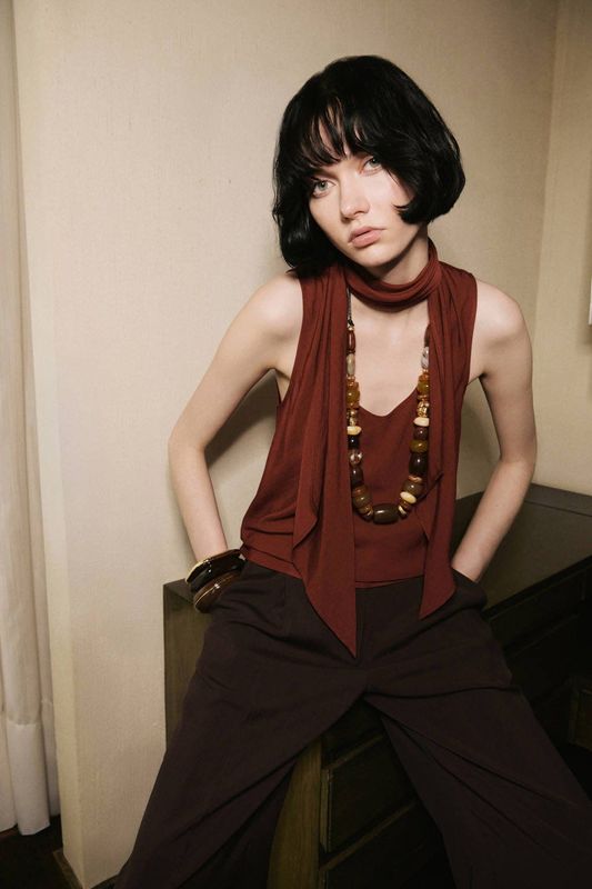 MANGO - Blouse 'LEMON' - Karmijnrood - Blouseshirt