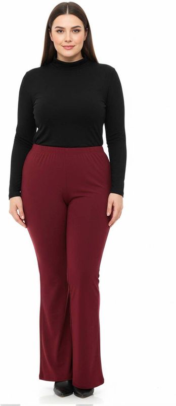 YOEK bootcut high waist flared broek donkerrood