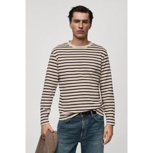Mango Man longsleeve beige/donkerrood