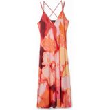 Desigual maxi jurk met all over print koraalrood/oranje/roze