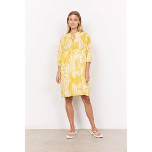 Soyaconcept A-lijn jurk met all over print geel/wit