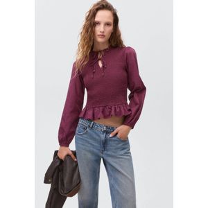 MANGO TEEN - Top - Zacht Katoen - Met Ballonmouwen - Ronde Hals