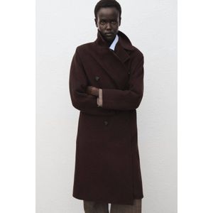 Mango - Wollen Manteljas - Donkerbruin - Dames