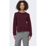 ONLY trui met wol donkerrood gebreid