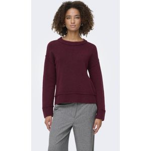ONLY trui met wol donkerrood gebreid