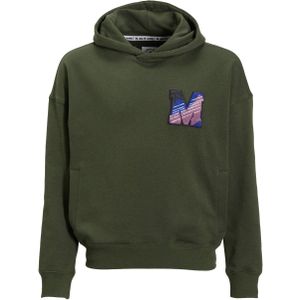 Me & My Monkey hoodie Roni met backprint donkergroen